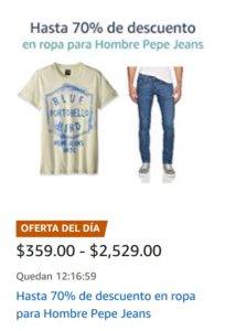Amazon Oferta Ropa para Hombre Pepe Jeans